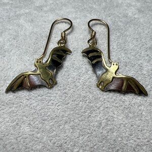 Goth Sterling Silver Bat Earrings Punk